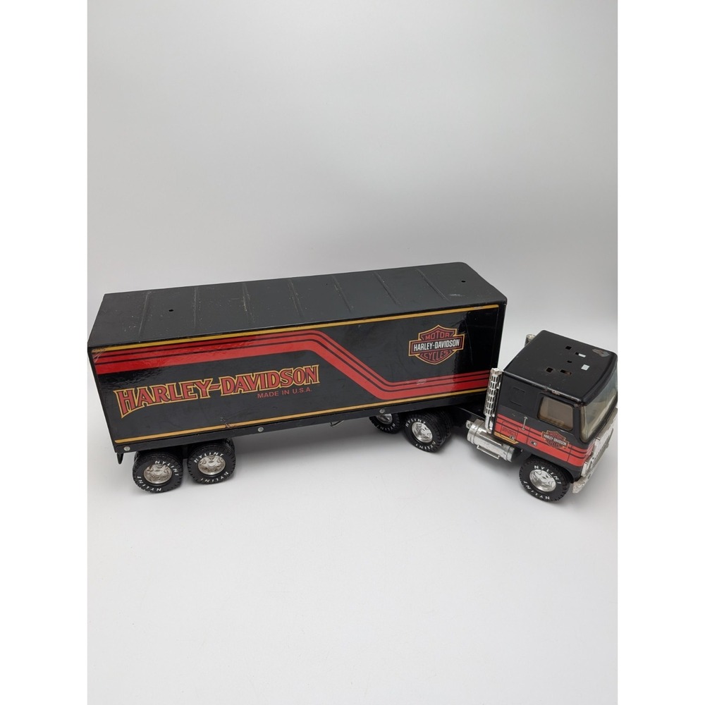 1980s Steel Nylint Harley Davidson GMC 18 Wheeler Truck Trailer No. 911-Z